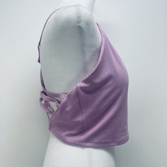 Athleta Crop Top Sz XL Elation Strappy V Neck Purple Impact Soft Lavender NWT - Picture 6 of 11